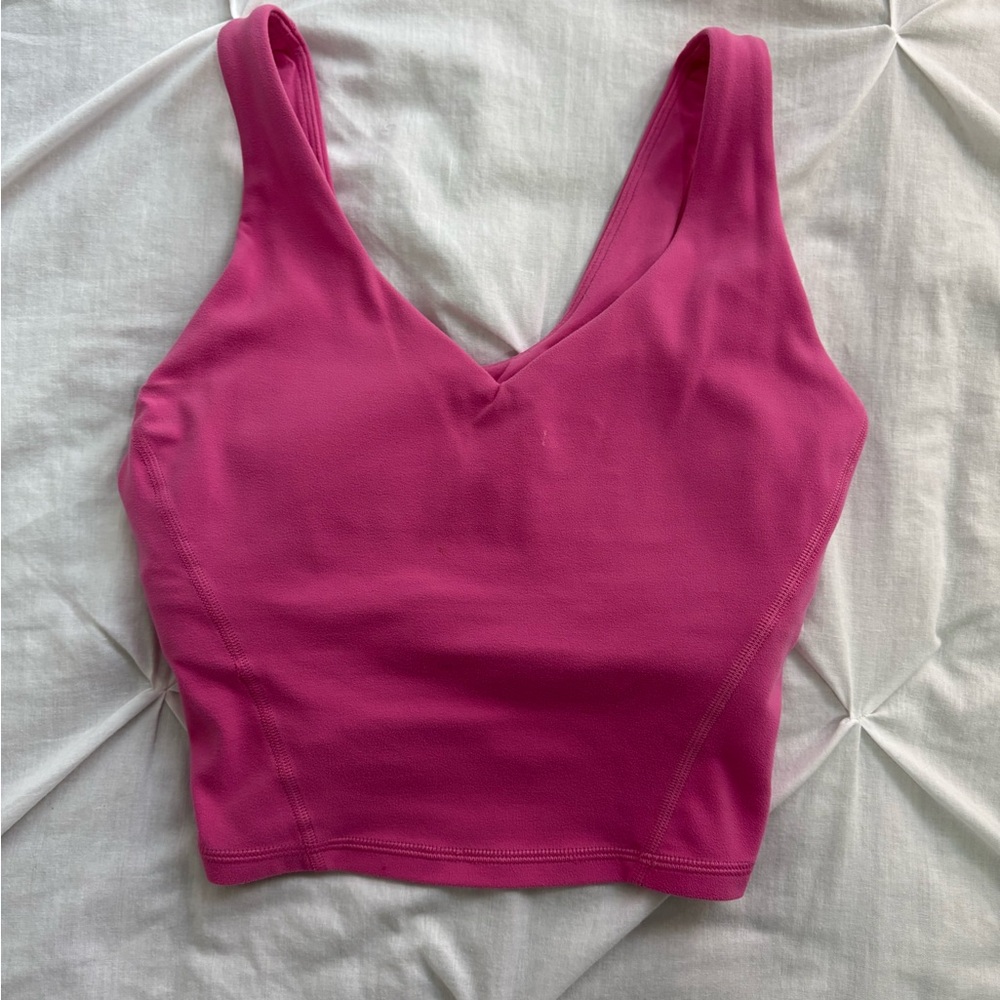 Bright Pink V-Neck Crop Tank
